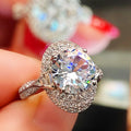 Silver Tone Round Halo Ring With Clear Center Stone view 2