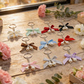 Faux Pearl Bow Keychain Silver Ring Ten Ribbon Colors view 3