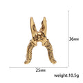 Skull Detail Pliers Brooch Antique Gold and Silver view 5