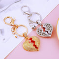Two Piece Crystal Broken Heart Keychains in Gold and Silver Tone view 4