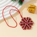 Beaded Red Snowflake Pendant Necklace With White Accents view 2