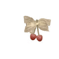 Pink Cherry White Lace Bow Duckbill Hair Clip Single view 5