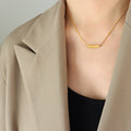 Gold Steel Arc And Irregular Bar Pendant Snake Necklaces view 1