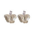 Silver Tone Layered Open Petal Statement Stud Earrings view 5
