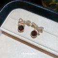Brown Round Drop Bow Stud Earrings Fashion Jewelry view 4