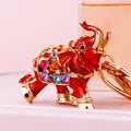 Jeweled Lucky Elephant Keychains in Red Gold and Blue with Braided Loops view 12