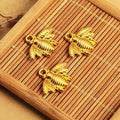 Small Striped Bee Metal Charm in Four Vintage Finishes view 4