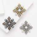 Pearl And Crystal Cross Brooch Decorative Lapel Pin view 1