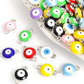 Round Evil Eye Connector Charms in Nine Colors and Two Metal Tones view 1