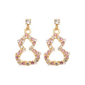 Gold Tone Gourd Earrings in Crystal and Pearl Look Designs view 5