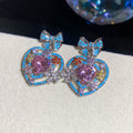 Blue and Pink Floral Statement Earrings in Two Designs view 6