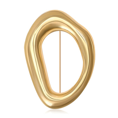 The first image shows the open oval brooch from the front.