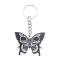 Black White Skull Butterfly Wooden Pendant Chain Keychain view 5