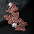Rhinestone Triple Butterfly Cluster Pendant With Faux Pearl view 9