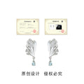 Silver Tone Fan Leaf Aqua Teardrop Earrings In Clip And Stud Styles view 3