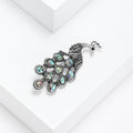 Silver Tone Peacock Brooch with Abalone Shell Inlays view 3