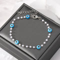 Silver Tone Evil Eye Link Chain Bracelets in Six Bead Designs view 4