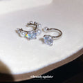 Asymmetric Pearl and Crystal Ear Cuff with Polished Metal Tone Details view 2