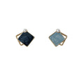 Gold Asymmetric Square Enamel Stud Earrings Pearl Accent view 5