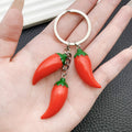 Red Three-Dimensional Chili Pepper Keychain with Metal Ring view 2