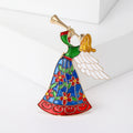 Enamel Angel Trumpet Brooch Multicolor Floral Dress Accent Pin view 1