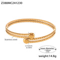 Double Layer Textured Open Ball Tip Bangles Gold and Steel view 7
