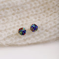 Six Color Pave Crystal Look Round Ball Stud Earrings view 7