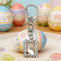 Silver Tone Framed Rabbit Lobster Clasp Keychain and Attached Hardware view 4