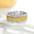 Two-Tone Wide Band Ring with Gold Pavé Center Rows view 5