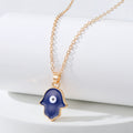 Gold Tone Enamel Hamsa Evil Eye Pendant Necklaces in Four Colors view 6