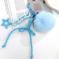 Braided Cord Star Charm Keychain With Fluffy Pom Pom And Bow view 2