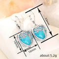 Silver Tone Blue Heart Tree Of Life Leverback Earrings view 4