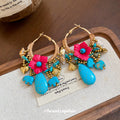 Beaded Elephant And Fish Charm Hoop Earrings Statement Jewelry view 4