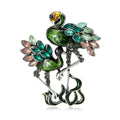 Flamingo Brooch with Colorful Crystals and Dark Silver Tone Frame view 1