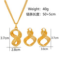 Gold Tone Gold Infinity Loop Irregular Metal Necklace and Earring Set view 5