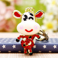 Jeweled Smiling Calf Keychains in Five Pictured Enamel Colors view 2