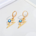 Gold Tone Evil Eye Huggie Earrings with Ten Symbolic Drop Designs view 8
