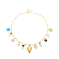Gold Stainless Steel Paperclip Multi-Charm Resin Mushroom Necklace view 5