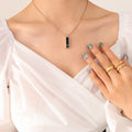 Black Rectangle G Letter Tag Pendant Necklace Gold Steel Rose Gold view 8