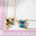 Gold Tone Crystal Butterfly Pendant Necklaces 4 Colors view 4