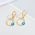 Gold Tone Evil Eye Huggie Earrings with Ten Symbolic Drop Designs view 5