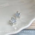 Silver Tone Pale Blue Glass Crystal Star Stud Earrings For Women view 4