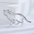 Minimal Outline Cat Brooch In Polished Gold And Silver Tones view 7