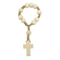 Natural Wood Bead Decade Rosary Cross Finger Prayer Loop view 5