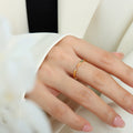 Gold Thin Band Ring Multicolor Zircon Stackable Style view 6