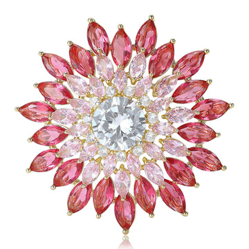 Layered Crystal Sunflower Brooch in Purple or Pink