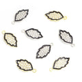 Crystal Leaf Charms with Black Outlines in Two Metal Tones view 5