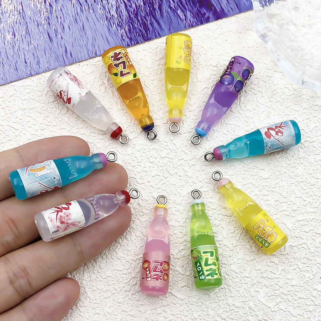 Resin Ramune Soda Bottle charm pendant for DIY necklace keychain earring making
