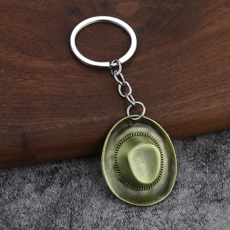 Vintage Cowboy Hat Zinc Alloy Keychain Western Bag Charm Accessory