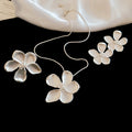 Matte Metal Flower Necklace Earring Ring Three-Piece Sets view 7